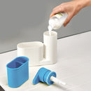 Multifunctional Bathroom Kitchen Sink Tidy Organzier Cosmetics Storage Box + 450ml Liquid Soap Dispenser Hand Wash Body Wash Lotion Shampoo Bottle(Blue)