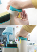 Multifunctional Bathroom Kitchen Sink Tidy Organzier Cosmetics Storage Box + 450ml Liquid Soap Dispenser Hand Wash Body Wash Lotion Shampoo Bottle(Blue)