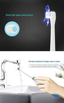 2W Creative Household Waterproof Rotary Electric Toothbrush Set with 4 Replacement Brush Heads & Base, 8500 Revolutions Per Minute(Blue)