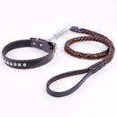 Cowhide Traction Belt Dog Collar Telescopic Dog Rope, Suitable For Medium and Large Dogs, M, Rope Length: 128cm Collar Size: 32-44cm(Black)