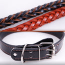 Cowhide Traction Belt Dog Collar Telescopic Dog Rope, Suitable For Medium and Large Dogs, M, Rope Length: 128cm Collar Size: 32-44cm(Brown)