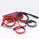 Cowhide Traction Belt Dog Collar Telescopic Dog Rope, Suitable For Medium and Large Dogs, M, Rope Length: 128cm Collar Size: 32-44cm(Brown)