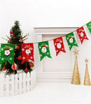 Christmas Scene Decoration Six Flag Non-woven Fabric Santa Hanging Flag(Red)