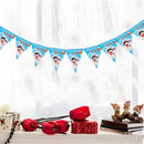 10 Sets Christmas Scene Decoration Triangle Paper Flags Non-woven Fabric Hanging Banners(Blue)