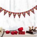 10 Sets Christmas Scene Decoration Triangle Paper Flags Non-woven Fabric Hanging Banners(Red)