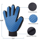 Left Hand Five Finger Deshedding Brush Glove Pet Gentle Efficient Massage Grooming(Sky Blue)