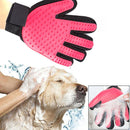 Left Hand Five Finger Deshedding Brush Glove Pet Gentle Efficient Massage Grooming(Pink)