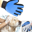 Left Hand Five Finger Deshedding Brush Glove Pet Gentle Efficient Massage Grooming(Blue)