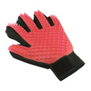 Left Hand Five Finger Deshedding Brush Glove Pet Gentle Efficient Massage Grooming(Red)
