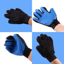 Left Hand Five Finger Deshedding Brush Glove Pet Gentle Efficient Massage Grooming(Red)