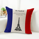 Paris Pattern Cotton Linen Pillow Case, Interior Pillow Not Included, Size: 45*45cm