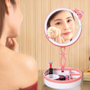 Multi-function Cute Cat Touch Screen Human Body Sensor USB Charging LED Makeup Mirror Desk Lamp Atmosphere Light with Storage Box & Magnifier, Sensor Distance: 30-60cm, DC 5V