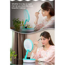 Multi-function Fashion Touch Switch USB Charging Colorful Makeup Mirror LED Desk Lamp Atmosphere Light with Storage Box, DC 5V(Blue)