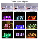 Modern 3D LED Sound Control Colorful Digital Alarm Clock Adjust Brightness Electronic Wall Glowing Hanging Clock with Remote Control(Black)
