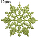 12 PCS Christmas Tree Ornaments Acrylic Snowflake Pieces Decorative Pendant Loose Powder, Diameter: 10cm(Green)