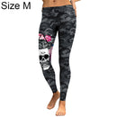 Halloween Costumes Cranio Head Digital Print Low Waist Ladies Leggings Tights Size: M