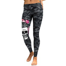 Halloween Costumes Cranio Head Digital Print Low Waist Ladies Leggings Tights Size: M