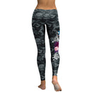 Halloween Costumes Cranio Head Digital Print Low Waist Ladies Leggings Tights Size: M