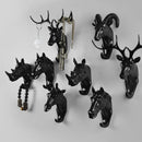 6 PCS Creative Three-dimensional Multifunctional Deer Head Animal Decorative Hook Coat Hook Retro Clothes Hanging Creative Home Crafts, Random Style Delivery