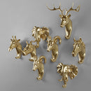 6 PCS Creative Three-dimensional Multifunctional Deer Head Animal Decorative Hook Coat Hook Retro Clothes Hanging Creative Home Crafts, Random Style Delivery