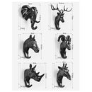6 PCS Creative Three-dimensional Multifunctional Deer Head Animal Decorative Hook Coat Hook Retro Clothes Hanging Creative Home Crafts, Random Style Delivery