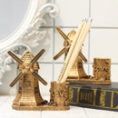 Creative Retro Resin Holland Windmill Pen Container School Stationery Life Office Supplies, Random Color Delivery