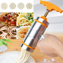 4 Molds Household Manually Small Stainless Steel Pressing Style Handhold Noodle Machine (Orange)
