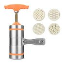 4 Molds Household Manually Small Stainless Steel Pressing Style Handhold Noodle Machine (Orange)