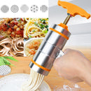 5 Molds Household Manually Small Stainless Steel Pressing Style Handhold Noodle Machine (Orange)