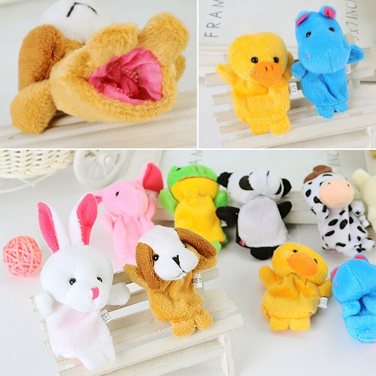 10 PCS Story Telling Kids Puppets Cute Zoo Farm Animal Cartoon Finger Plush Toy Hand Dolls, Random Color Delivery
