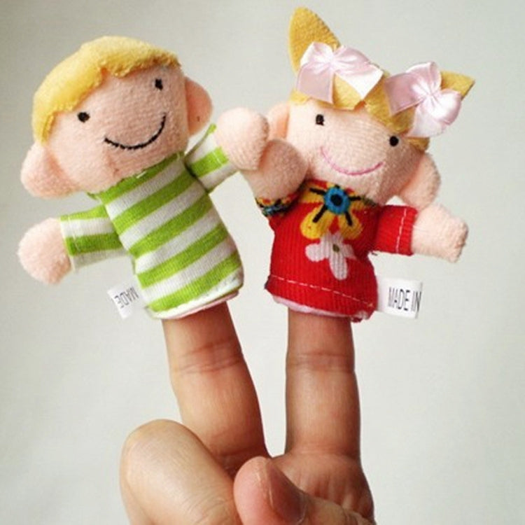 6 PCS Kids Puppets Theater Gift Cartoon Family Finger Plush Cloth Toy Hand Dolls Set, Random Color Delivery