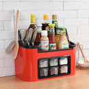 Kitchen Multifunctional Season Boxed Set Plastic Condiment Bottle Mix Tool Holder (Red)