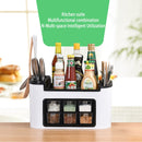 Kitchen Multifunctional Season Boxed Set Plastic Condiment Bottle Mix Tool Holder (White)