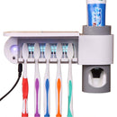 Automatic Toothpaste Dispenser Dental UV Ultraviolet Toothbrush Sterilizer Storage Holder(White)