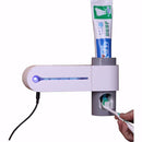 Automatic Toothpaste Dispenser Dental UV Ultraviolet Toothbrush Sterilizer Storage Holder(White)