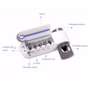 Automatic Toothpaste Dispenser Dental UV Ultraviolet Toothbrush Sterilizer Storage Holder(White)