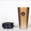 500ml Portable Double Wall 304 Stainless Steel Liner Vacuum Insulated Coffee Cup Bottle(Gold)