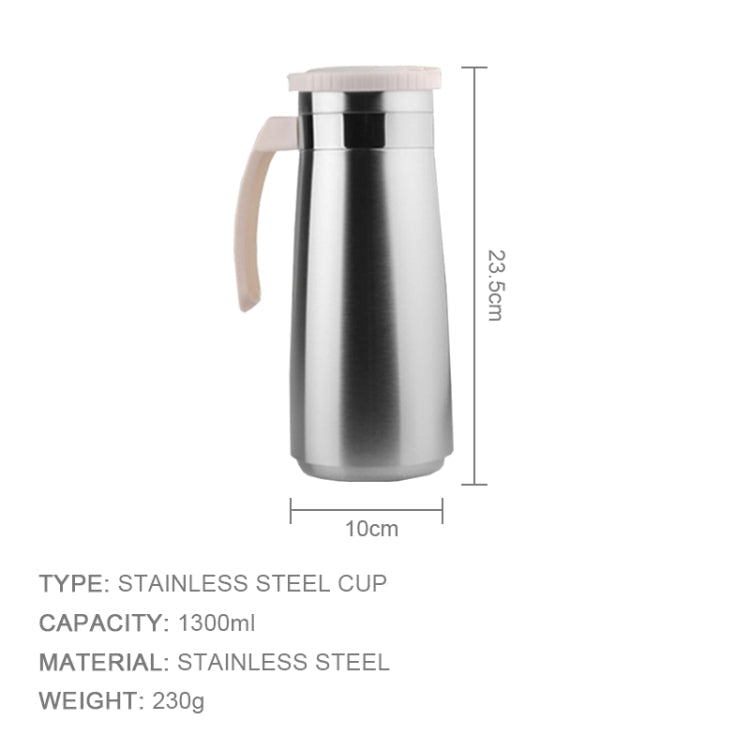 1.3 Litre Stainless Steel Water Tea Pot Kettle Jug Cold Beverage Drinks Juice Pot With Handle And Cover(White)