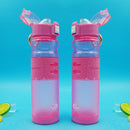 600ml Professional Frosted Plastic Water Bottle For Outdoor Sports With Lifting Yoke(Pink)