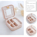 Macaron Small Jewelry Box Rings and Earrings Mirrored Travel Storage Case(Black)