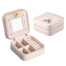Macaron Small Jewelry Box Rings and Earrings Mirrored Travel Storage Case(Light Pink)