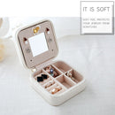 Macaron Small Jewelry Box Rings and Earrings Mirrored Travel Storage Case(Light Pink)