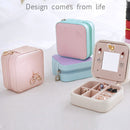 Macaron Small Jewelry Box Rings and Earrings Mirrored Travel Storage Case(White)