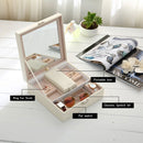 Wooden Jewelry Box Necklace Ring Storage Organizer Large Jewel Cabinet Gift Case(Black)