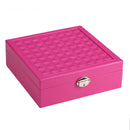 Wooden Jewelry Box Necklace Ring Storage Organizer Large Jewel Cabinet Gift Case(Magenta)