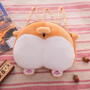 Simple Cute Corgi Buttocks Portable Crossbody Bag Coin Purse with Chain