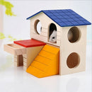Pet Double Layer Room Wooden Small Animal Hamster Squirrel Sleeping House Cage Nest