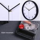 12 inch Creative Decorative Round Shape Metal Brushed Texture Living Room Wall Clock(Black+White)
