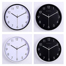 12 inch Creative Decorative Round Shape Metal Brushed Texture Living Room Wall Clock(Black+White)
