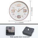 12 inch Creative Decorative Round Shape Living Room Simple Modern Quartz Wall Clock(Rose Gold)